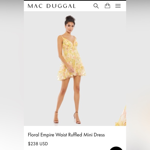 Mac Duggal Empire Waist Ruffled Mini Dress Size 6 NWT - Picture 7 of 8